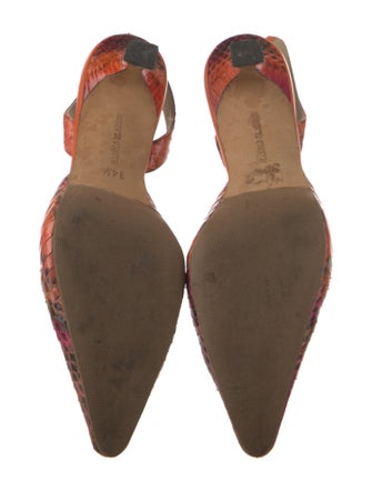 Manolo Blahnik Snakeskin Animal Print Slingback Pumps