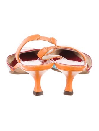 Manolo Blahnik Leather Colorblock Pattern Slingback Pumps