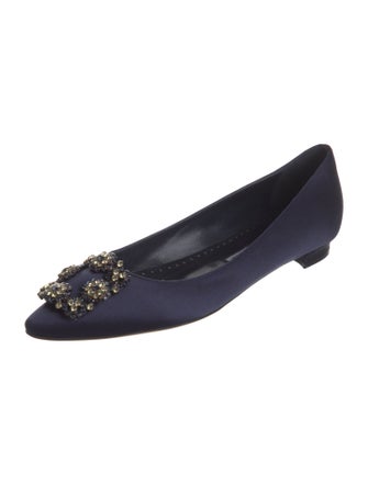 Manolo Blahnik Satin Crystal Embellishments Flats
