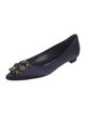 Manolo Blahnik Satin Crystal Embellishments Flats