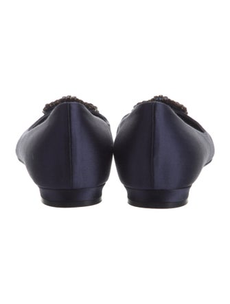 Manolo Blahnik Satin Crystal Embellishments Flats