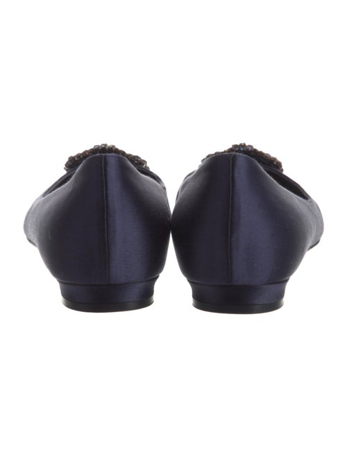 Manolo Blahnik Satin Crystal Embellishments Flats