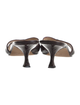 Manolo Blahnik Embossed Leather Slides