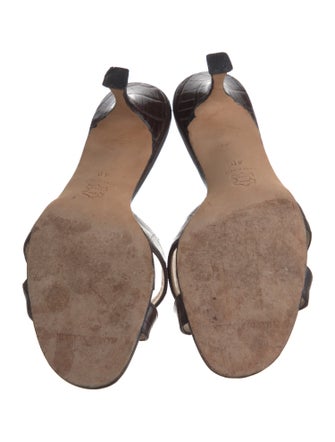 Manolo Blahnik Embossed Leather Slides