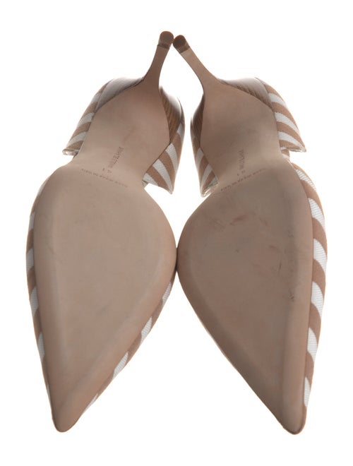 Manolo Blahnik Striped Leather Trim Embellishment D'Orsay Pumps