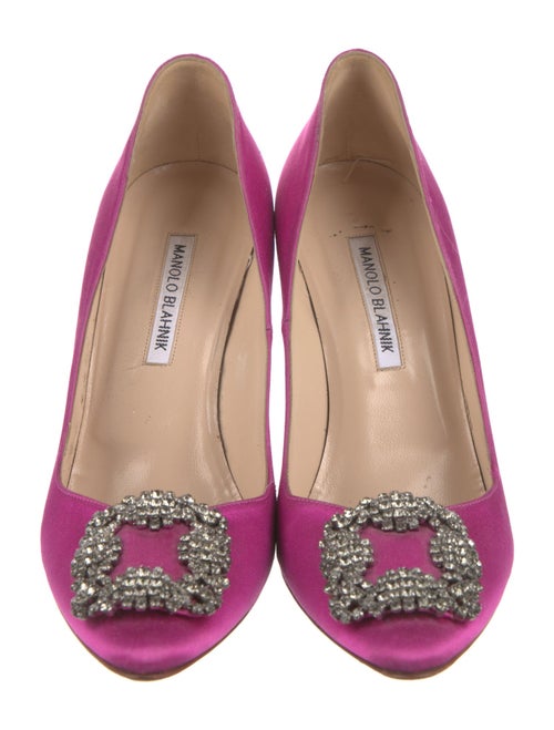 Manolo Blahnik Satin Crystal Embellishments Pumps