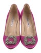 Manolo Blahnik Satin Crystal Embellishments Pumps