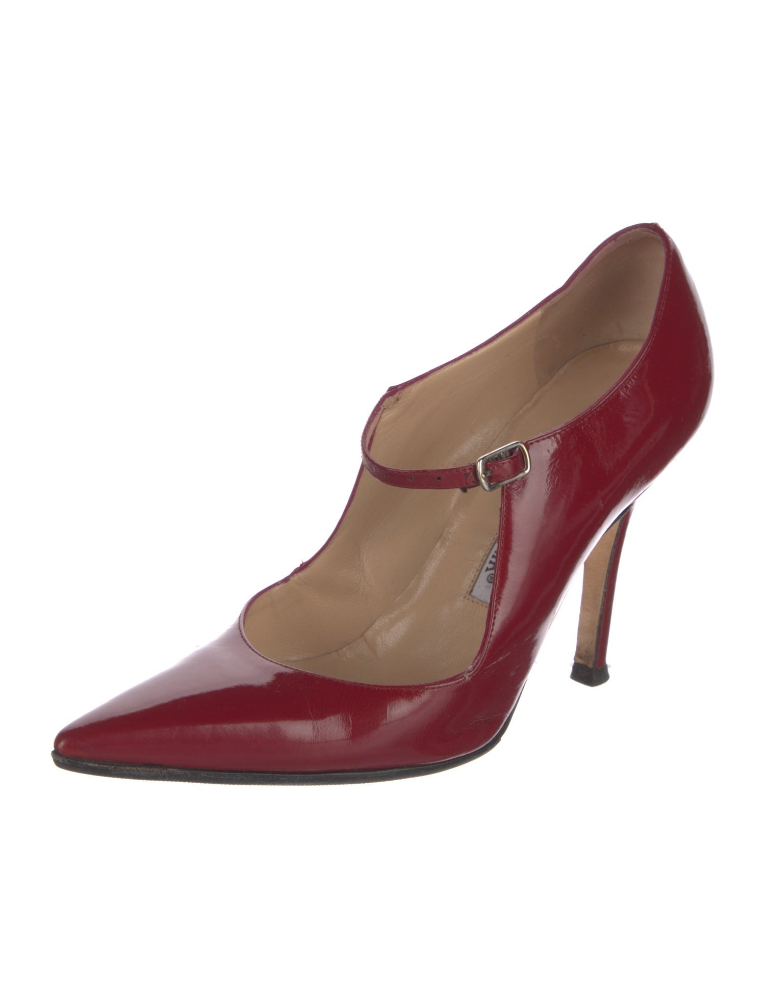 Manolo Blahnik Patent Leather Cutout Accent Pumps