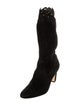 Manolo Blahnik Suede Lasercut Accents Sock Boots