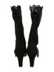 Manolo Blahnik Suede Lasercut Accents Sock Boots