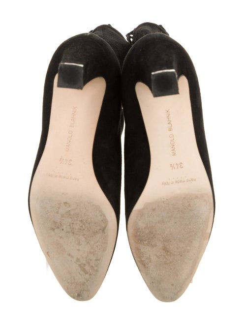 Manolo Blahnik Suede Lasercut Accents Sock Boots
