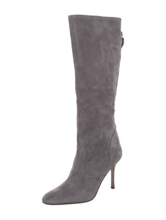 Manolo Blahnik Suede Leather Trim Embellishment Boots