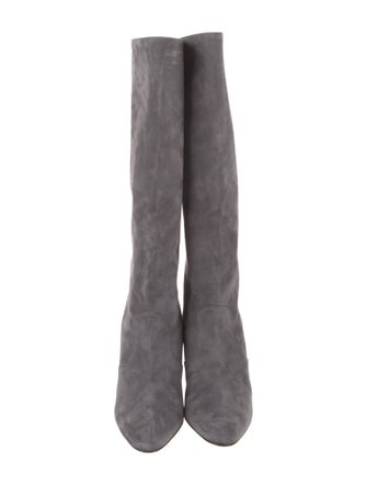 Manolo Blahnik Suede Leather Trim Embellishment Boots