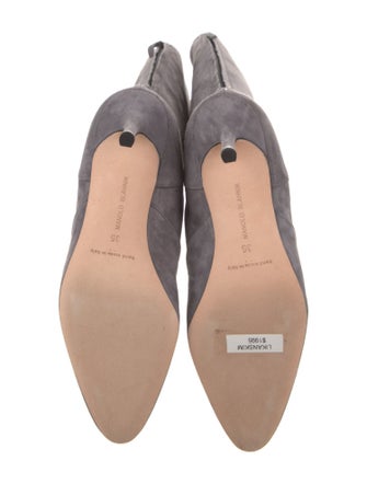 Manolo Blahnik Suede Leather Trim Embellishment Boots