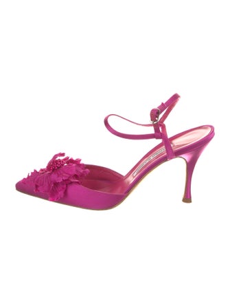 Manolo Blahnik Satin Slingback Sandals