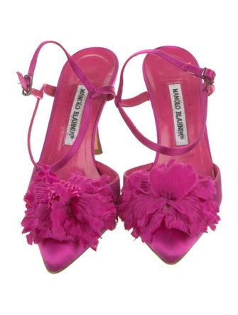 Manolo Blahnik Satin Slingback Sandals