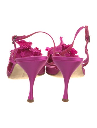 Manolo Blahnik Satin Slingback Sandals