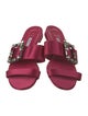 Manolo Blahnik Satin Crystal Embellishments Slides