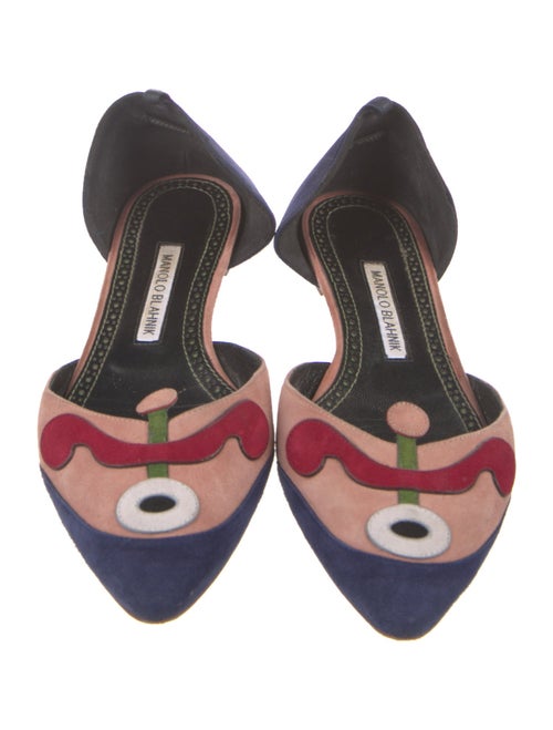 Manolo Blahnik Suede Printed D'Orsay Flats