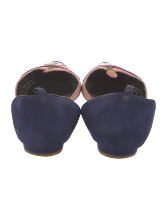 Manolo Blahnik Suede Printed D'Orsay Flats