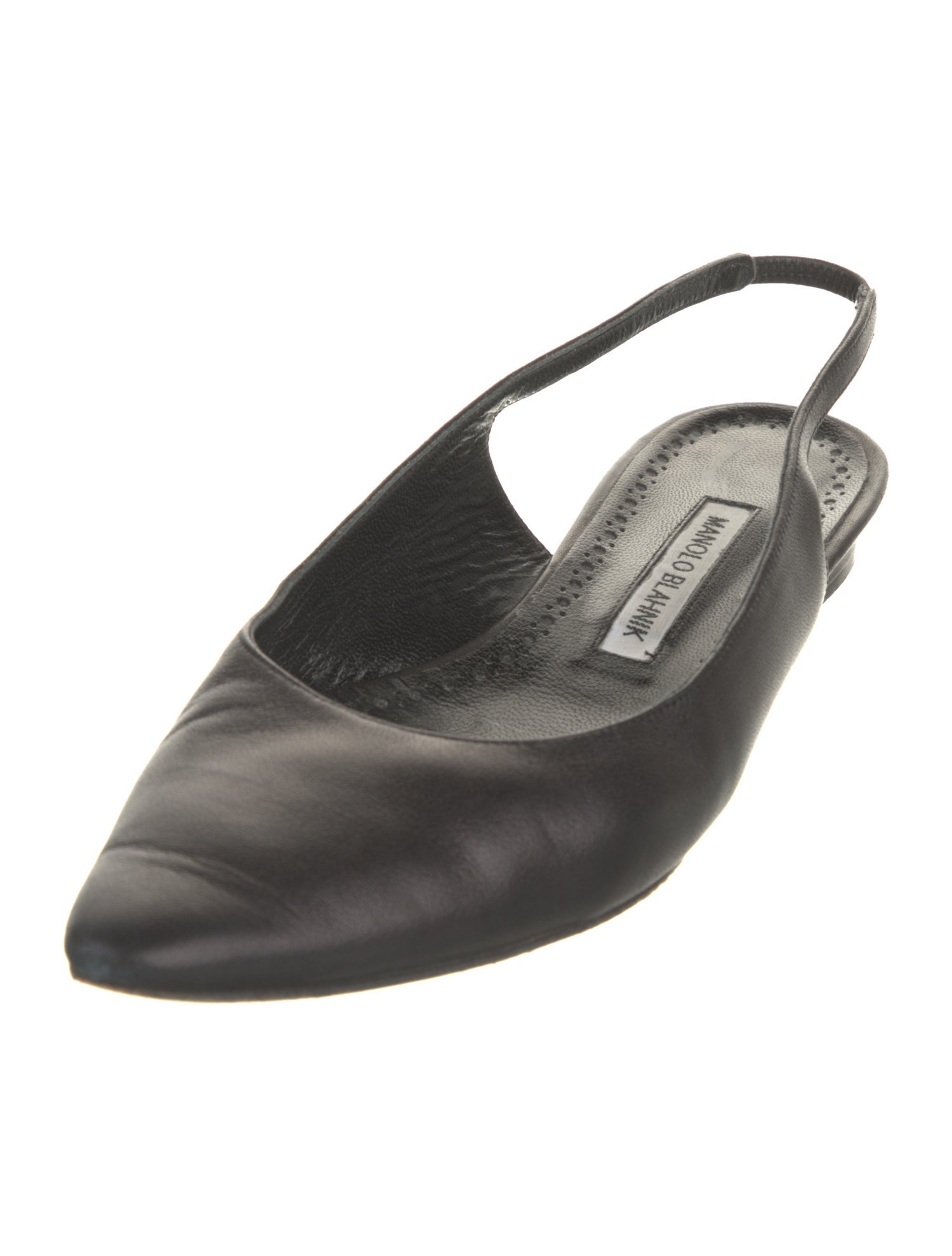 Manolo Blahnik Leather Slingback Flats