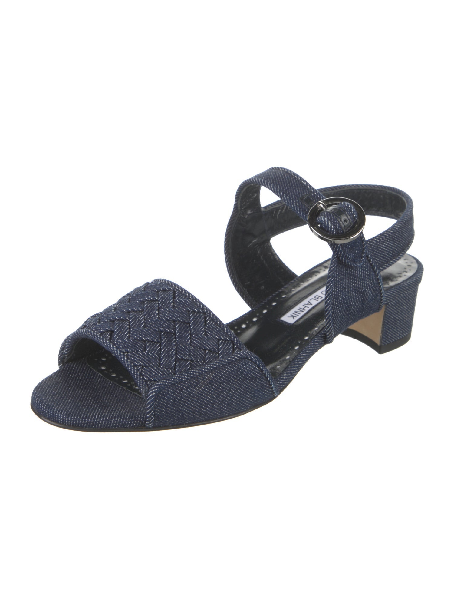 Manolo Blahnik Denim Slingback Sandals
