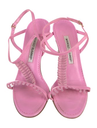Manolo Blahnik Leather T-Strap Sandals