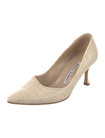 Manolo Blahnik Raffia Animal Print Pumps