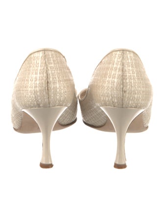 Manolo Blahnik Raffia Animal Print Pumps