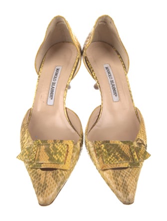 Manolo Blahnik Snakeskin Animal Print D'Orsay Pumps