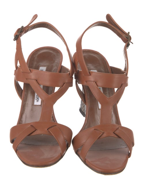 Manolo Blahnik Leather T-Strap Sandals