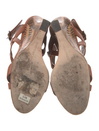 Manolo Blahnik Leather T-Strap Sandals