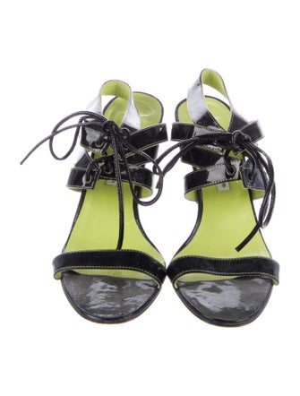 Manolo Blahnik Patent Leather Slingback Sandals