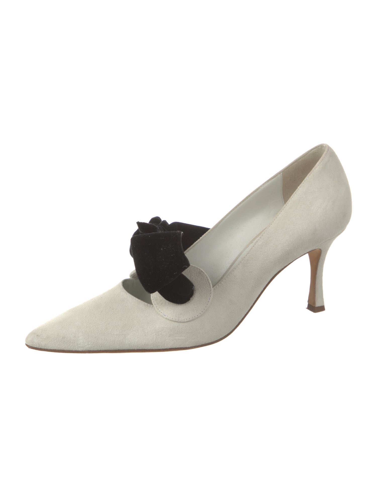 Manolo Blahnik Suede Bow Accents Pumps