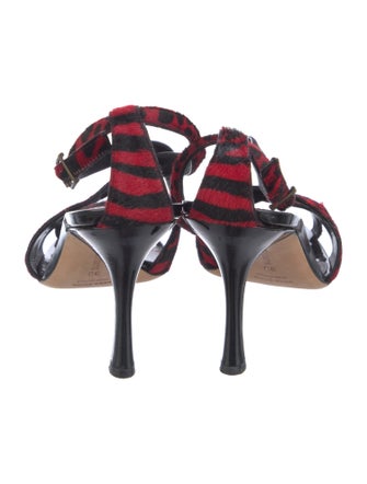 Manolo Blahnik Ponyhair Animal Print Slingback Sandals