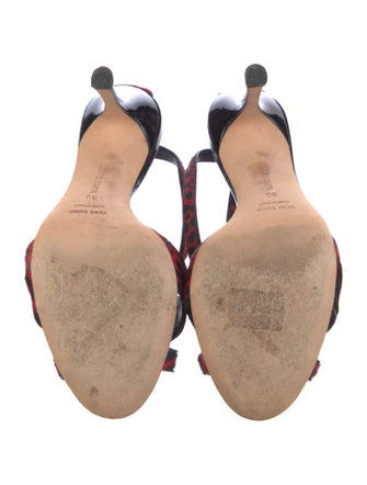Manolo Blahnik Ponyhair Animal Print Slingback Sandals