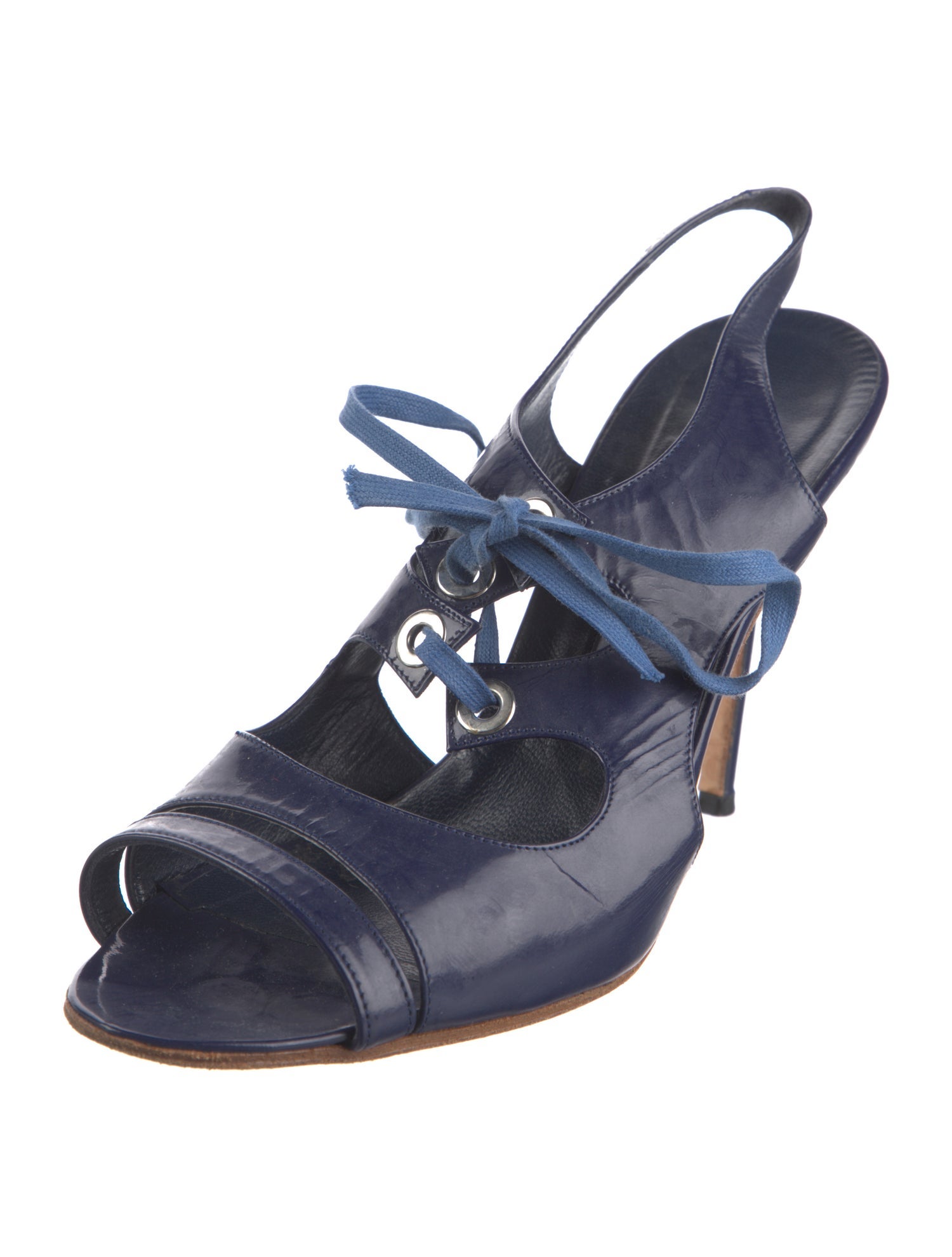 Manolo Blahnik Patent Leather Slingback Sandals