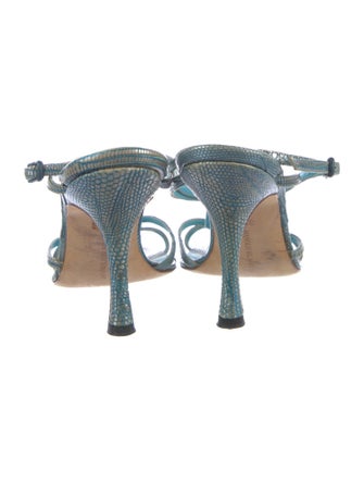 Manolo Blahnik Lizard T-Strap Sandals