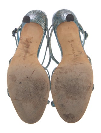 Manolo Blahnik Lizard T-Strap Sandals