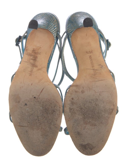 Manolo Blahnik Lizard T-Strap Sandals