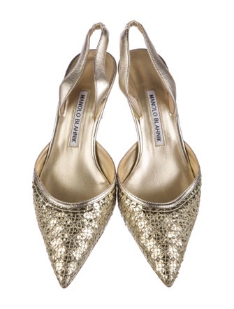 Manolo Blahnik Sequins Slingback Pumps