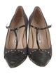 Manolo Blahnik Wool Studded Accents T-Strap Pumps