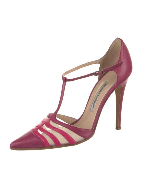Manolo Blahnik Leather T-Strap Pumps