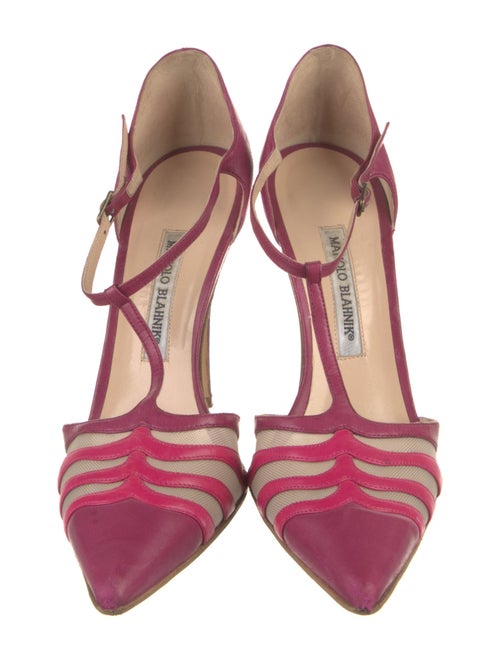 Manolo Blahnik Leather T-Strap Pumps