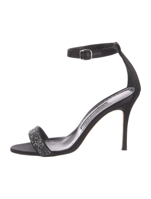 Manolo Blahnik Satin Crystal Embellishments Sandals
