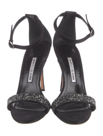 Manolo Blahnik Satin Crystal Embellishments Sandals