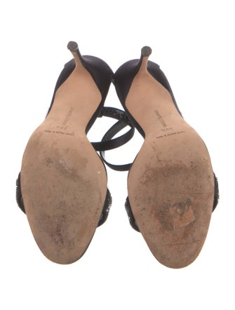 Manolo Blahnik Satin Crystal Embellishments Sandals