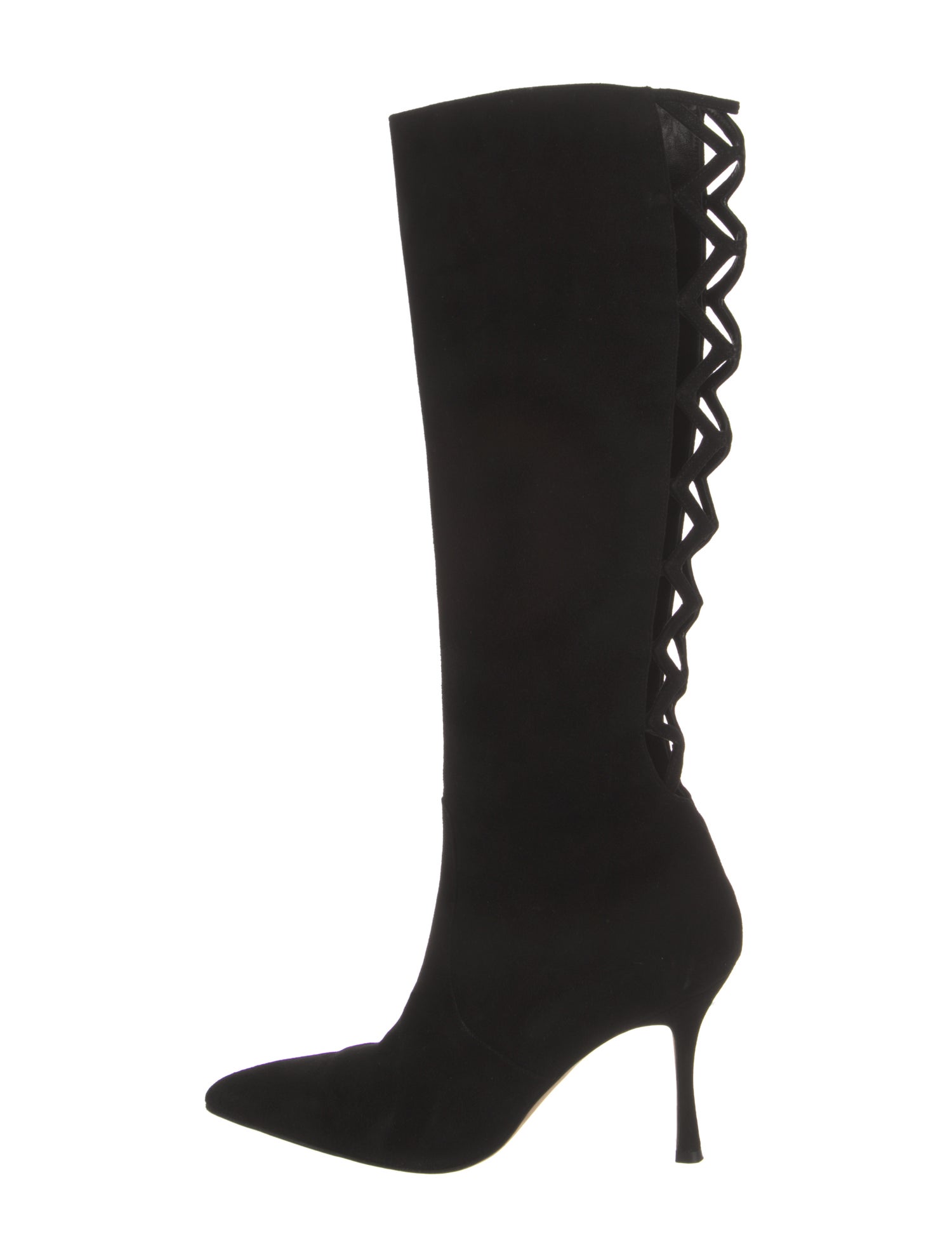 Manolo Blahnik Suede Cutout Accent Boots
