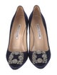Manolo Blahnik Satin Crystal Embellishments Pumps