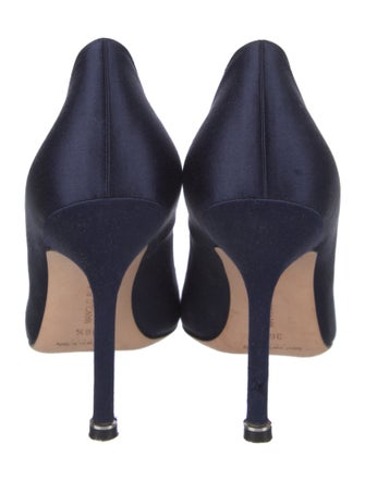 Manolo Blahnik Satin Crystal Embellishments Pumps